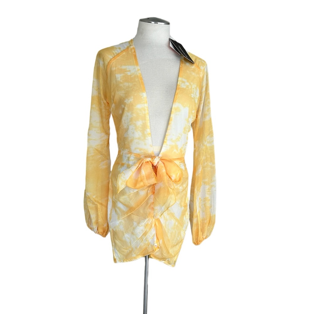 PrettyLittleThing Yellow Tie-Dye Mini Dress